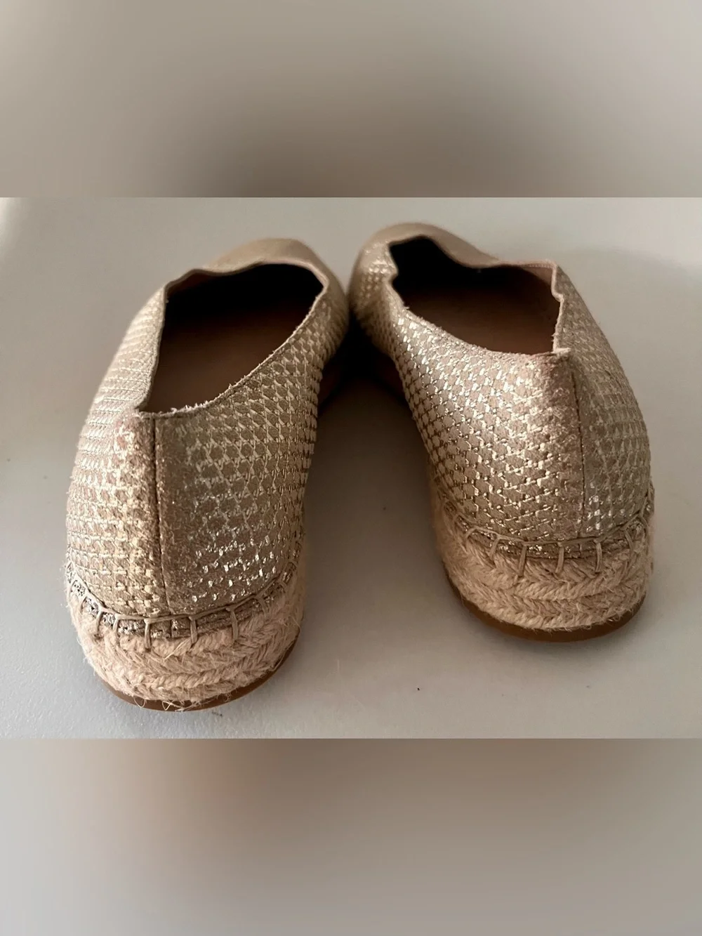 Eileen Fisher Petals Metallic Woven Espadrille Ballet Flats Women's 11 Gold